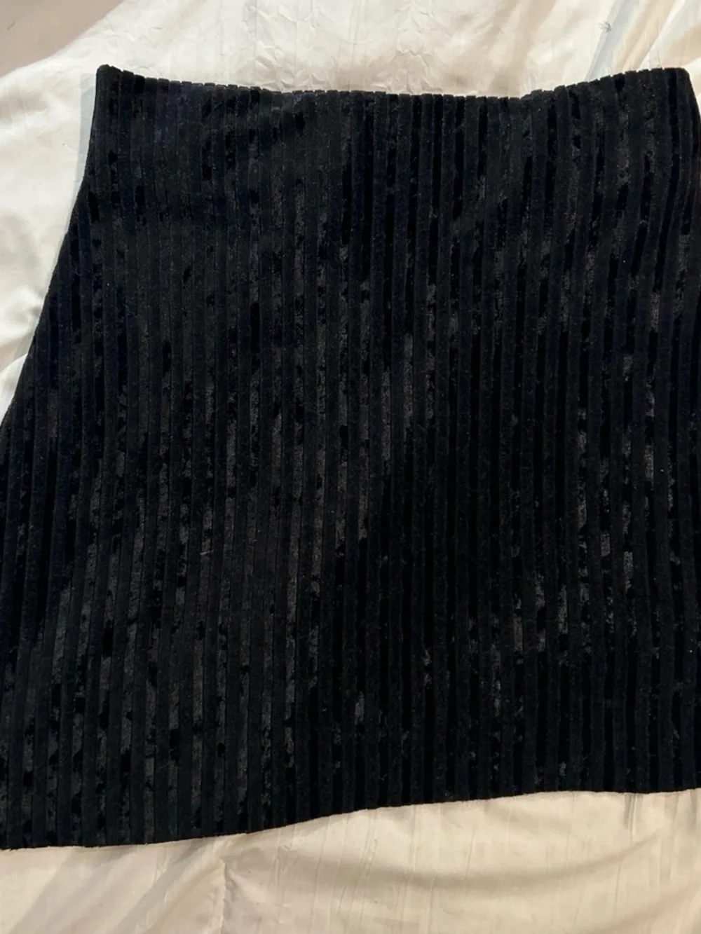 My Michelle Black Velvet Ribbed Mini Skirt - Thrifted in Italy